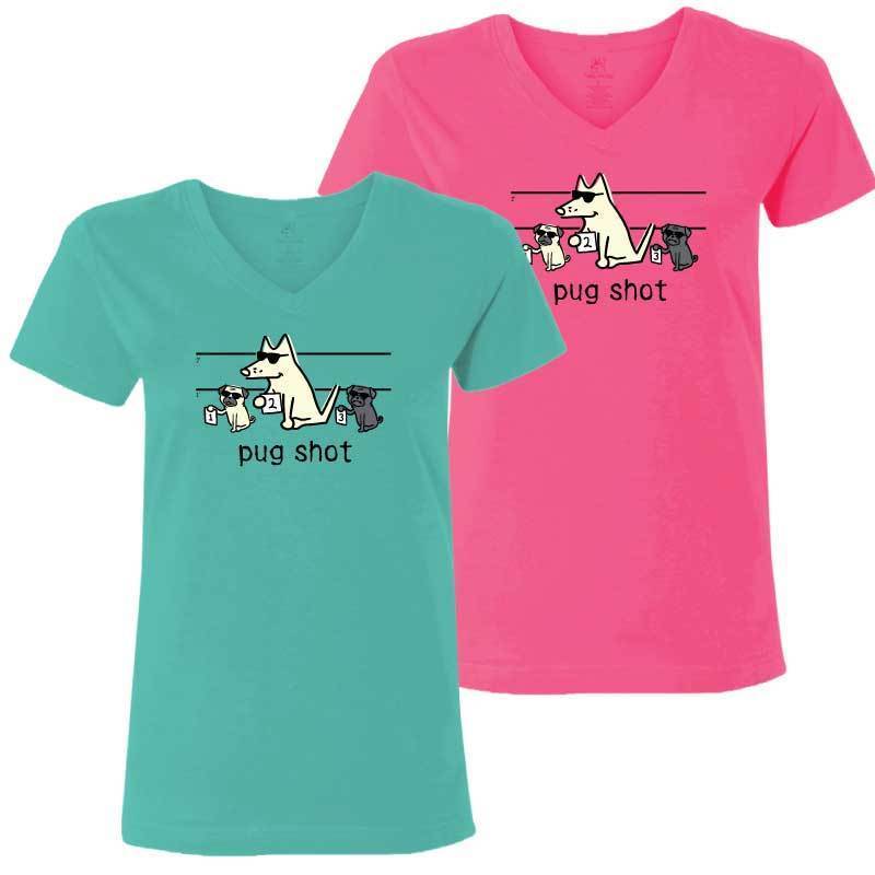 Pug Shot - Ladies T-Shirt V-Neck