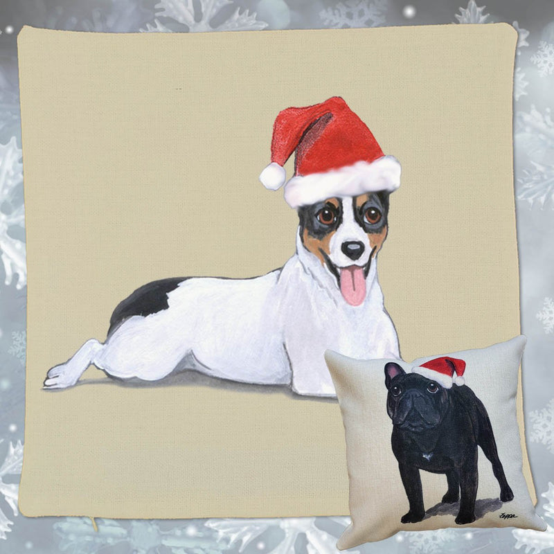 Rat Terrier Santa Pillow Cover