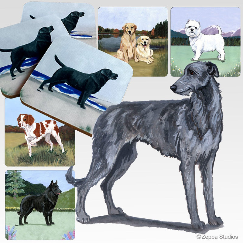 Scottish Deerhound Scenic Square Coaster