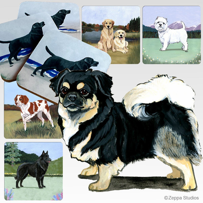 Tibetan Spaniel Scenic Square Coaster