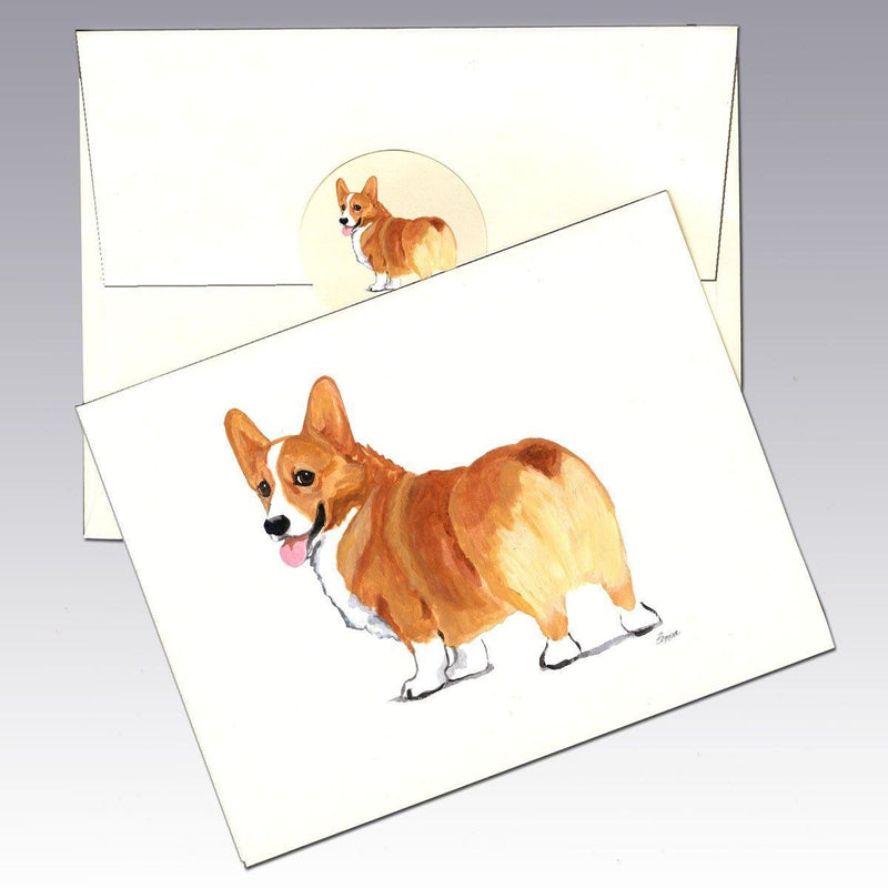 Pembroke Welsh Corgi, Red and White Note Cards