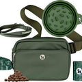 Puppington 3-in-1 Crossbody Dog Walking Bag & Treat Pouch with Slow Feeding Travel Bowl, Reflective Leash & Matching Poop Bags