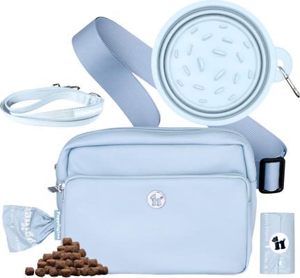 Puppington 3-in-1 Crossbody Dog Walking Bag & Treat Pouch with Slow Feeding Travel Bowl, Reflective Leash & Matching Poop Bags