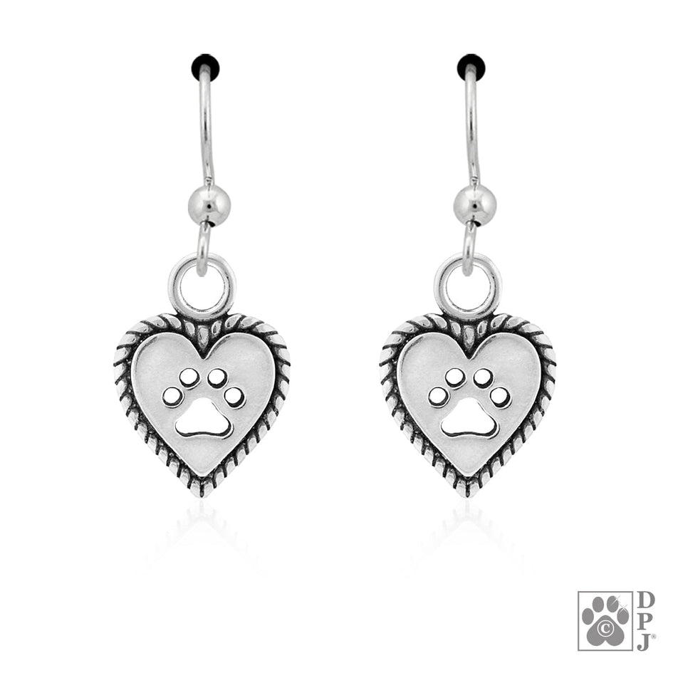 Roped Into Your Love Heart Paw and Heart Earrings