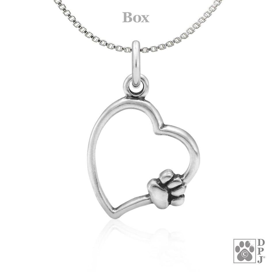 Paw and Heart Necklace, Paw on My Heart Paw Charm, Right