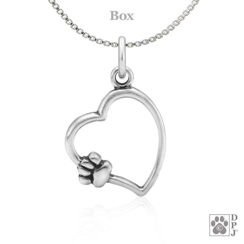 Paw and Heart Necklace, Paw on My Heart Paw Charm, Left