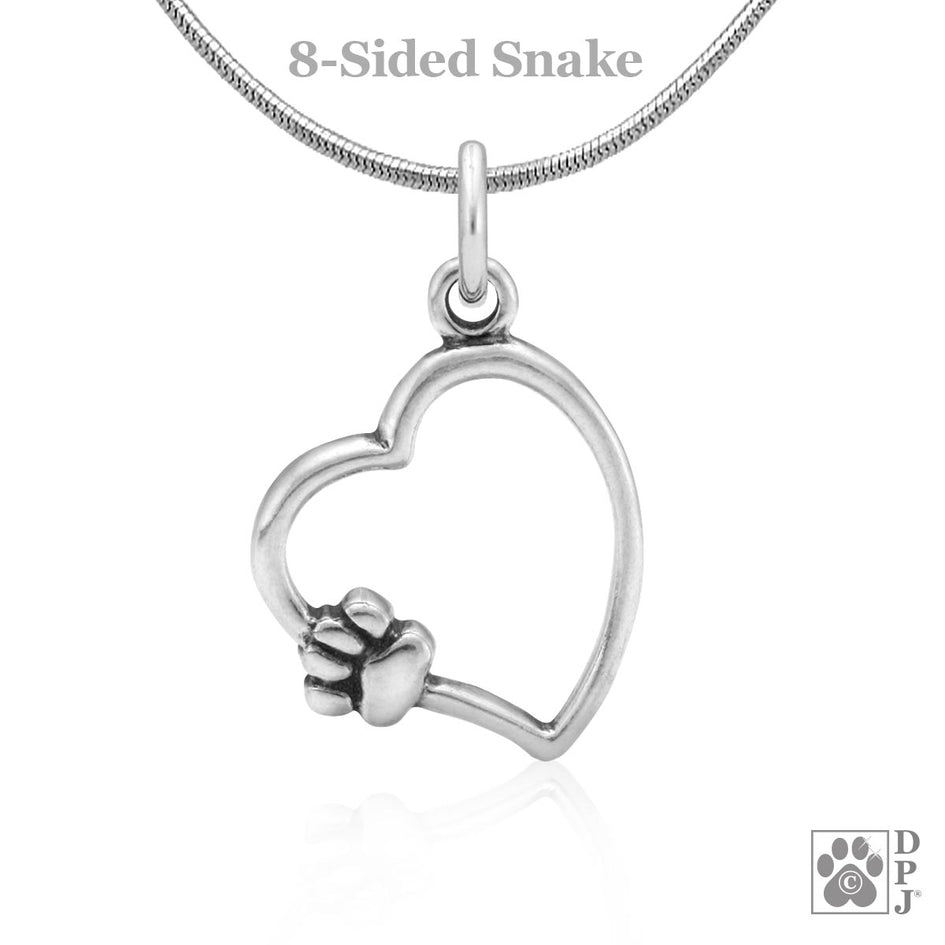 Paw and Heart Necklace, Paw on My Heart Paw Charm, Left