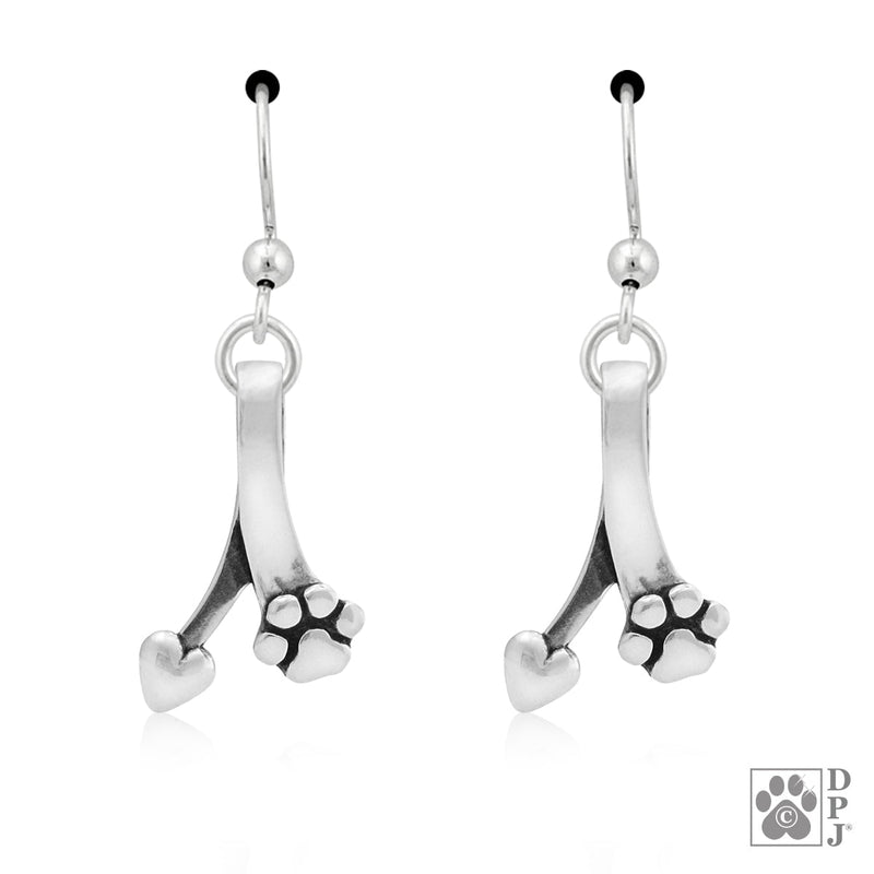 Canine Ties of Love Paw and Heart Earrings
