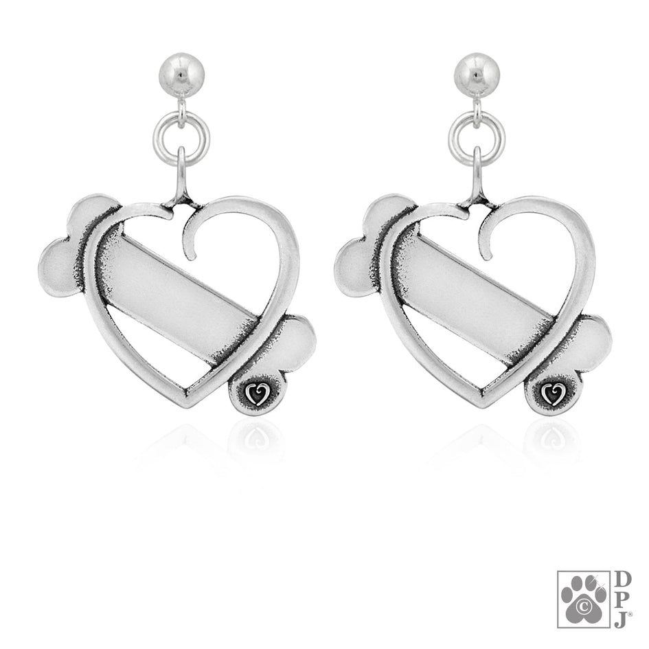 K-9 Cupid Personalized Heart and Bone Earrings