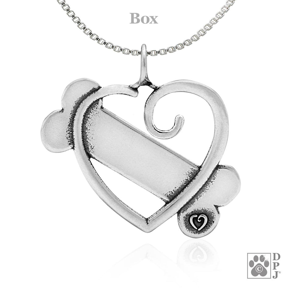 Bone and Heart Necklace, K-9 Cupid Pendant