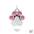 You Are My Shining Light Birthstone Paw Print Earrings