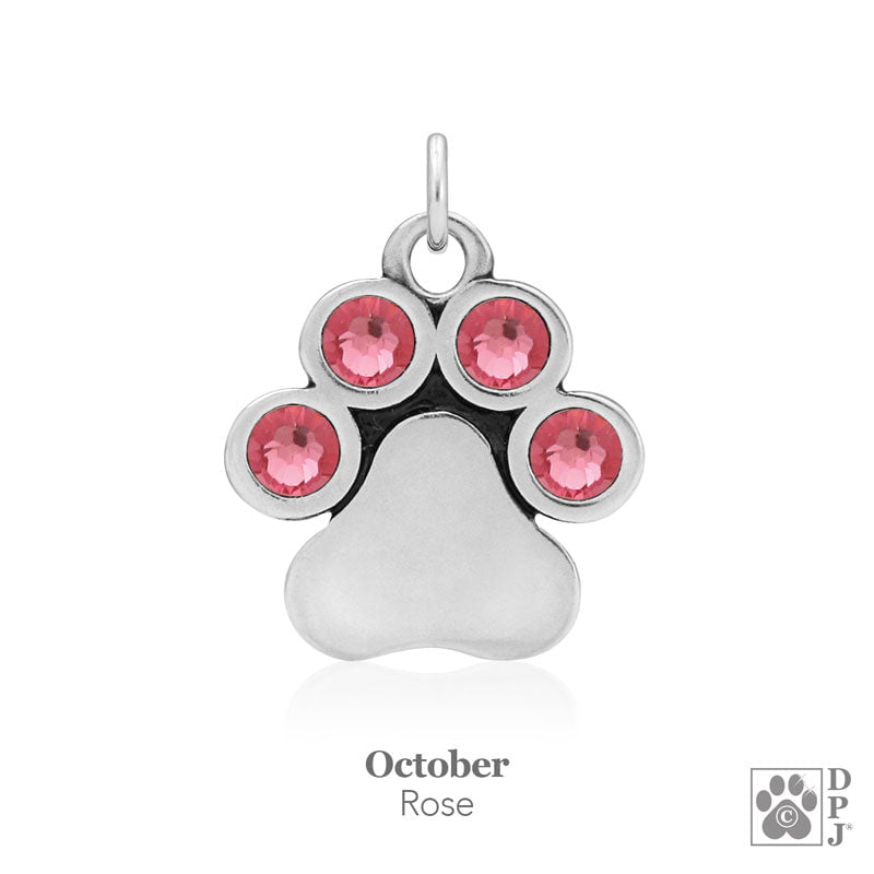 You Are My Shining Light Birthstone Paw Print Earrings