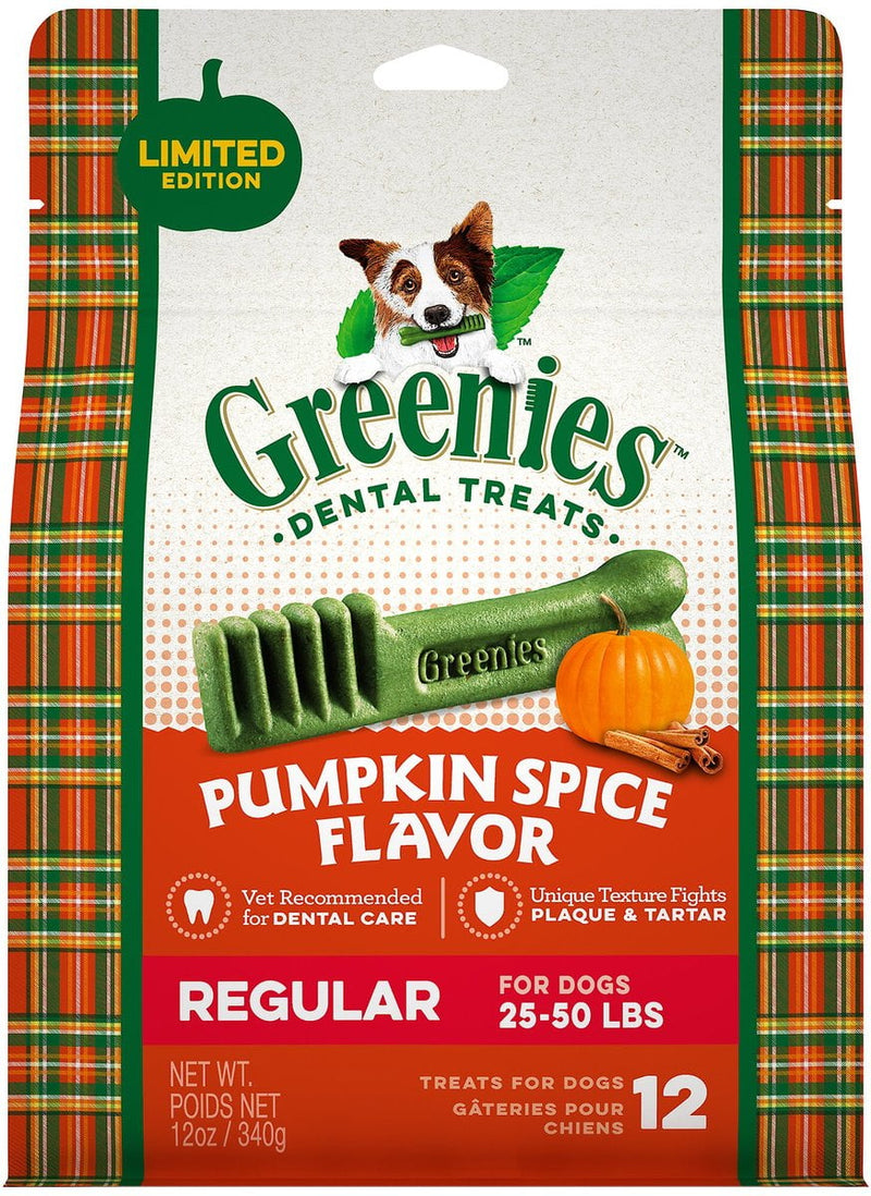 Greenies Pumpkin Spice Flavor Dental Dog Treats, Regular, 12 count