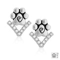 Paw Print Earring  With Cubic Zirconia