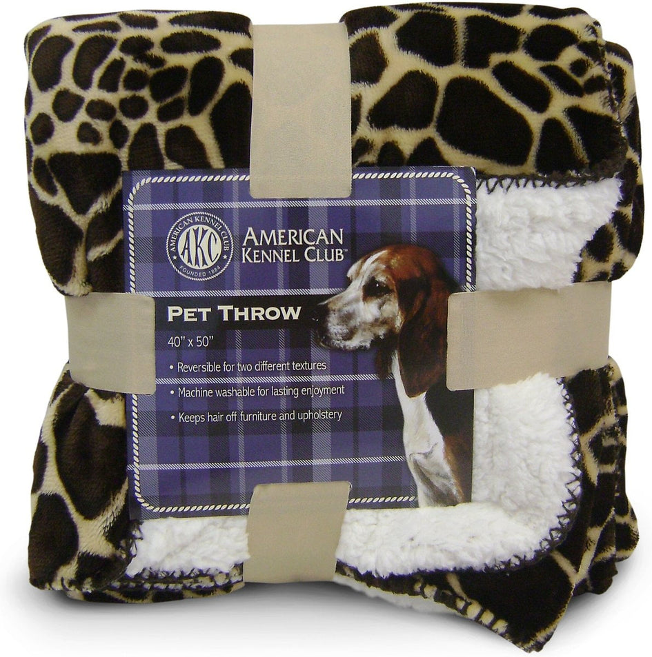 American Kennel Club AKC Animal Print Fleece Dog Blanket