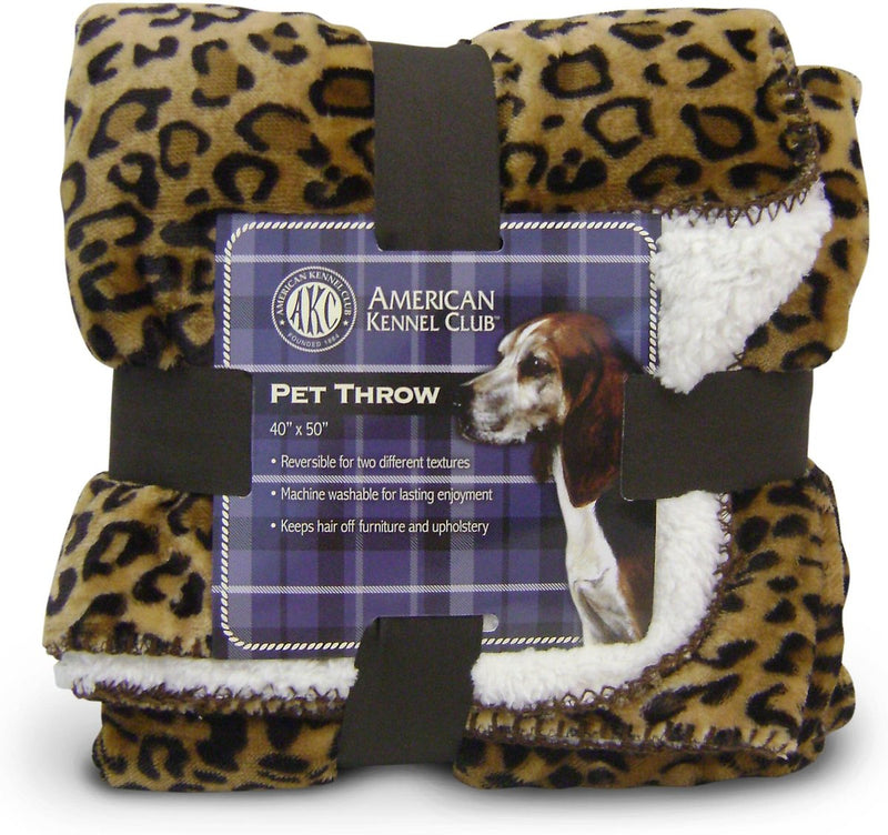American Kennel Club AKC Animal Print Fleece Dog Blanket