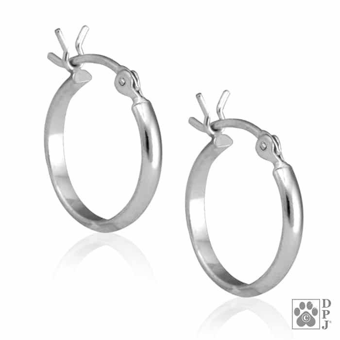 Sterling Silver Hoop Earrings, 14mm