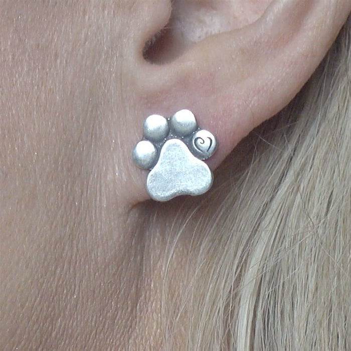 Unconditional Love - Heart and Paw Print Post Earrings
