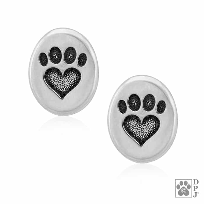 We Love Paw - Heart and Paw Print Post Earrings