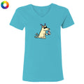 Blue t-shirt with a cartoon dog design on a white background