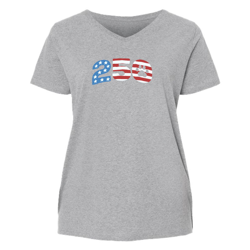 250 Paw - Ladies Curvy V-Neck Tee