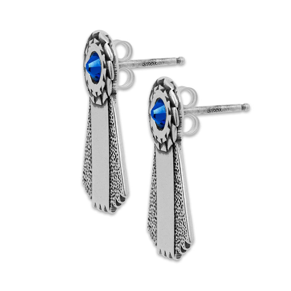 Personalized Crystal Ribbon Sterling Stud Earring Championship Jewelry