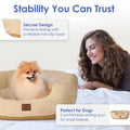 American Kennel Club 26" Clamshell Cuddler Dog Bed - Plush Popcorn Texture, Washable, Non-Slip, for Medium & Large Dogs