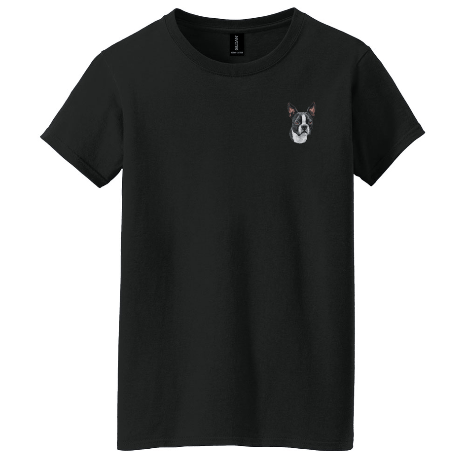Boston Terrier Embroidered Women's T-Shirt
