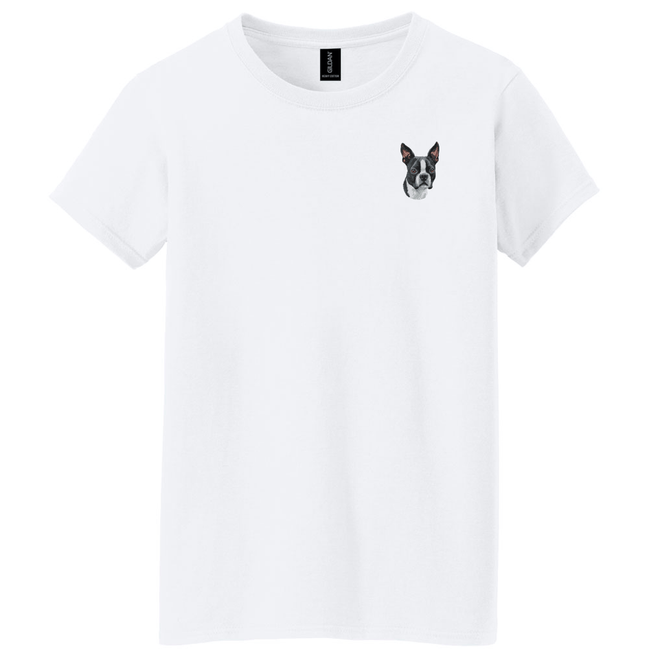 Boston Terrier Embroidered Women's T-Shirt