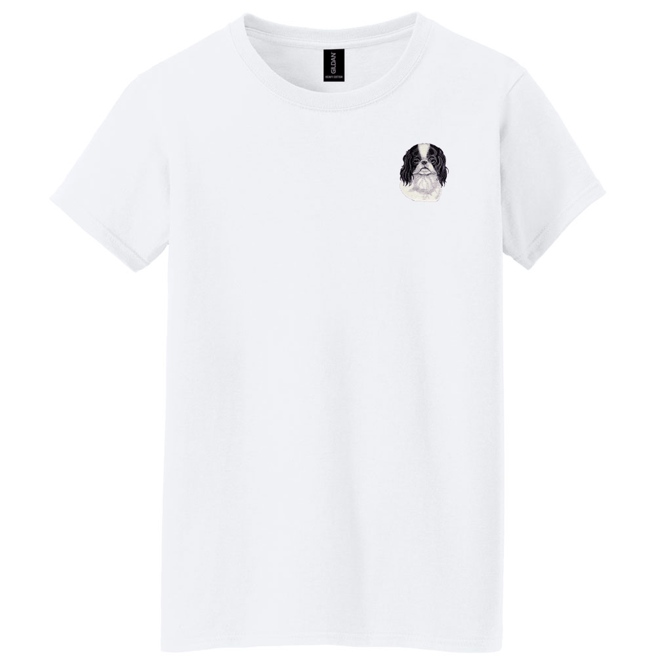 Japanese Chin Embroidered Women's T-Shirt