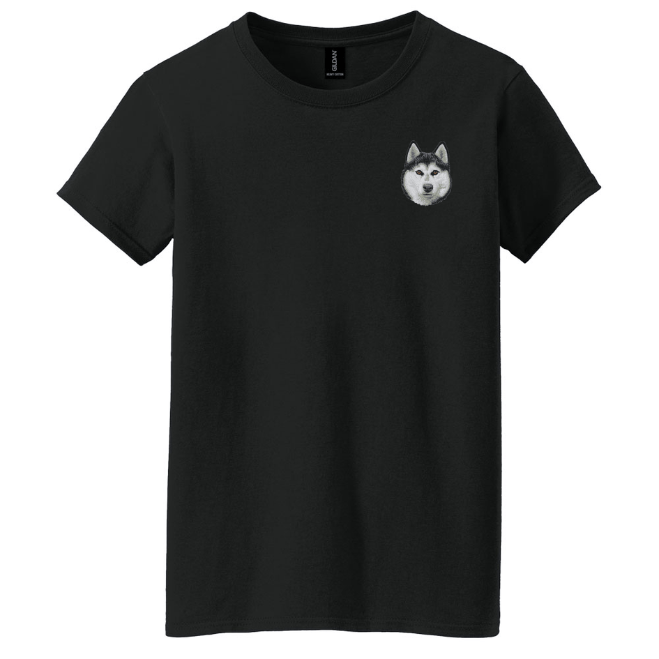 Siberian Husky Embroidered Women's T-Shirt