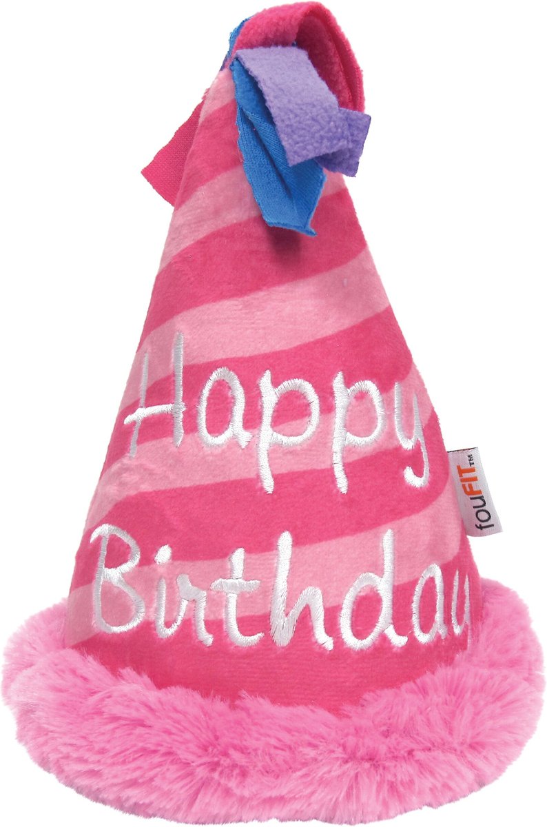fouFIT Birthday Hat Crinkle Plush Dog Toys