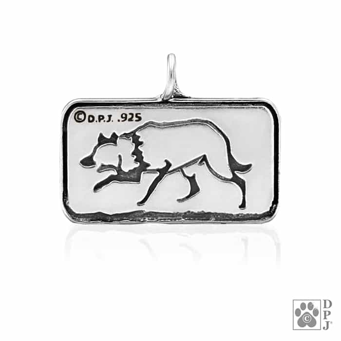Border Collie Sizzling Crouch, Body, with Engravable Healing Angels Pendant