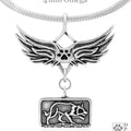 Border Collie Sizzling Crouch, Body, with Engravable Healing Angels Pendant