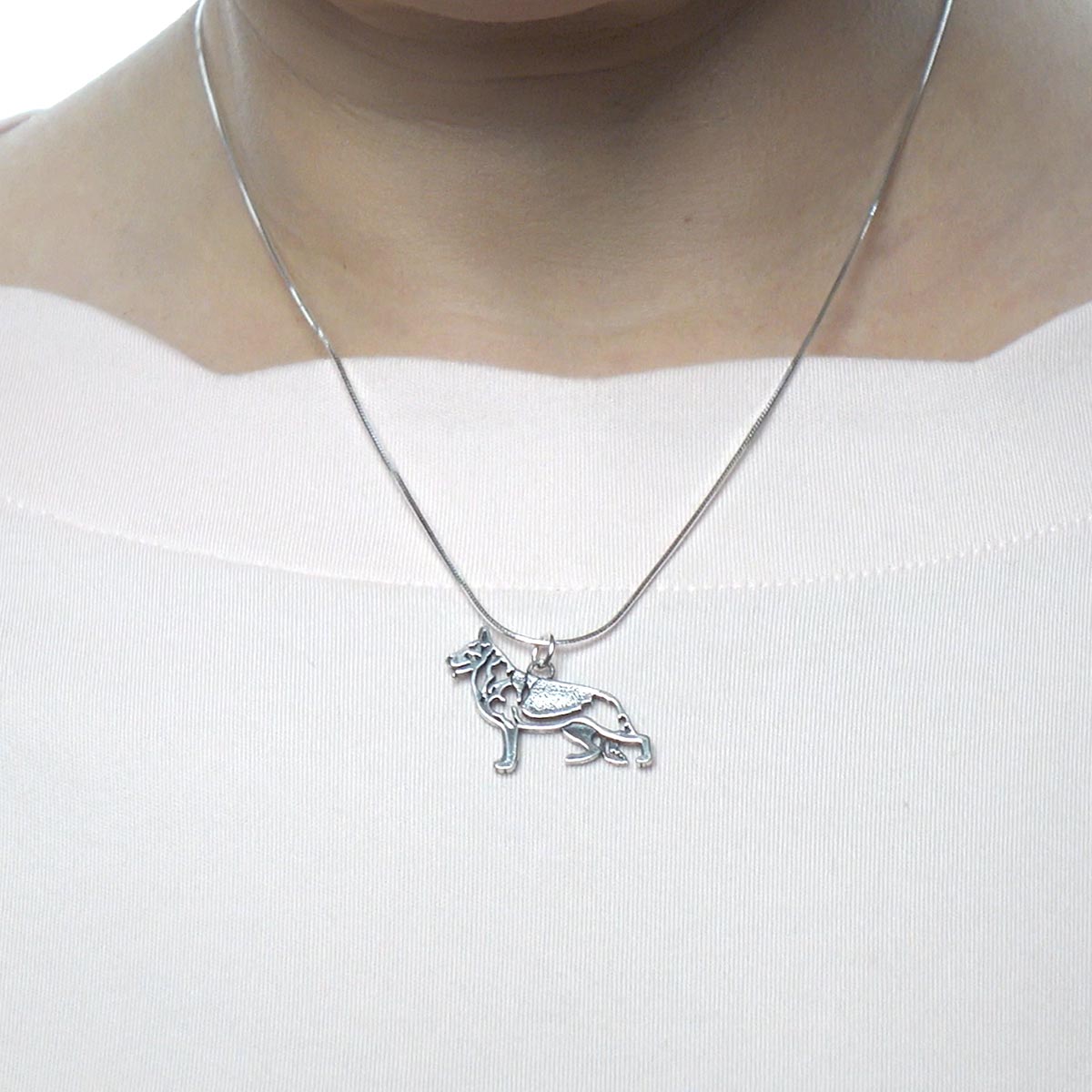 German Shepherd Personalised Silver Dog Tag Necklace - Scarlett Jewellery