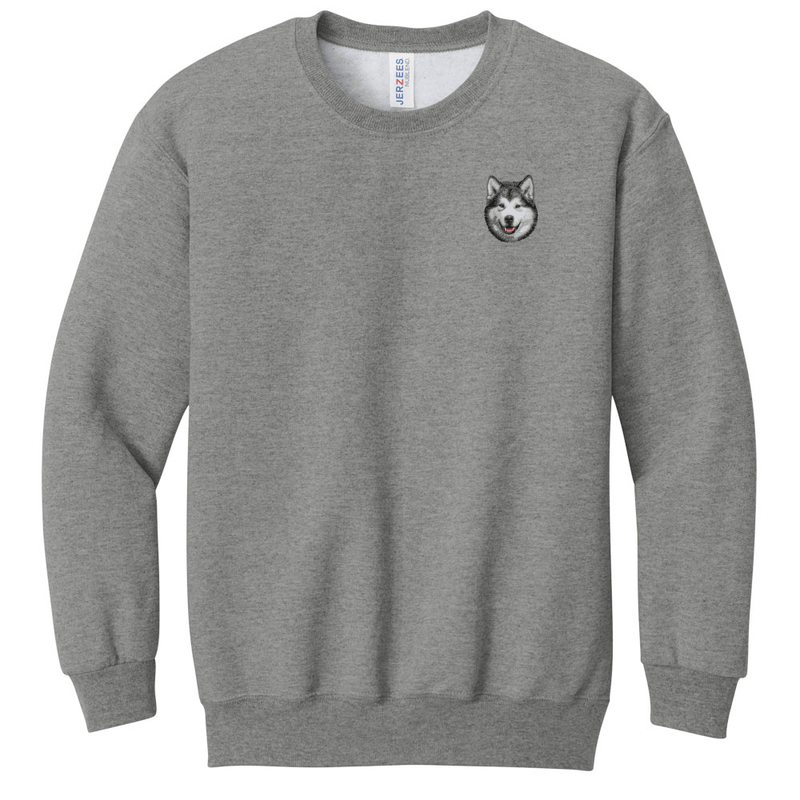 Alaskan Malamute Embroidered Youth Crewneck Sweatshirt