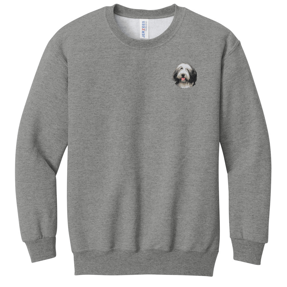 Bearded Collie Embroidered Youth Crewneck Sweatshirt