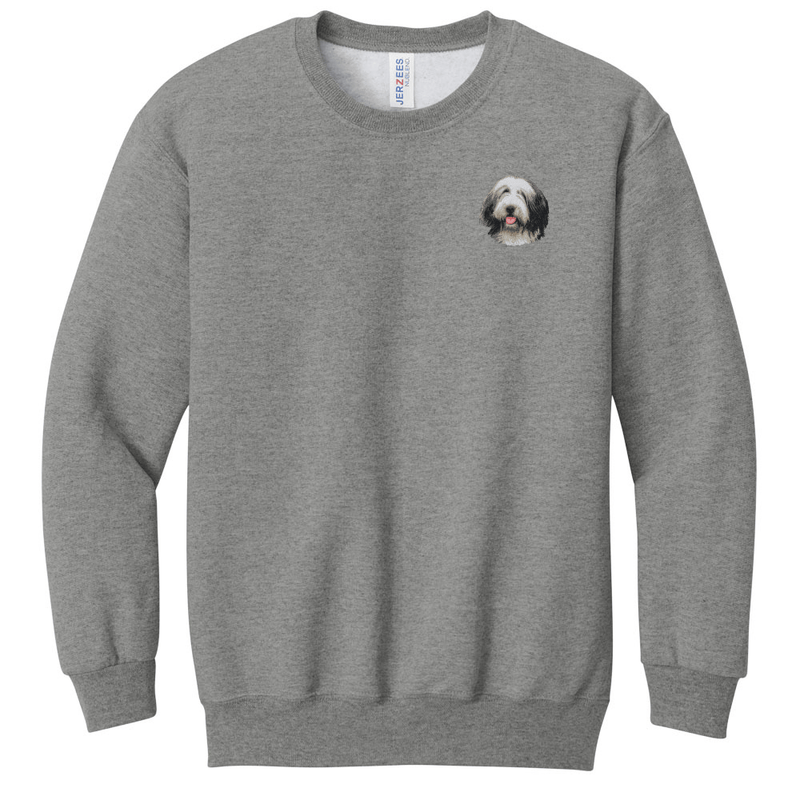 Bearded Collie Embroidered Youth Crewneck Sweatshirt