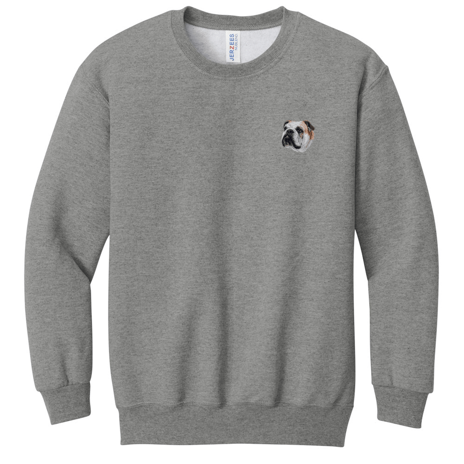 Bulldog Embroidered Youth Crewneck Sweatshirt