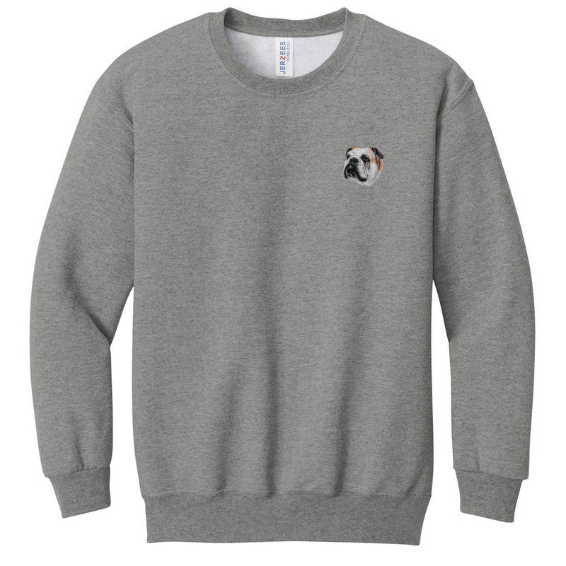 Bulldog Embroidered Youth Crewneck Sweatshirt