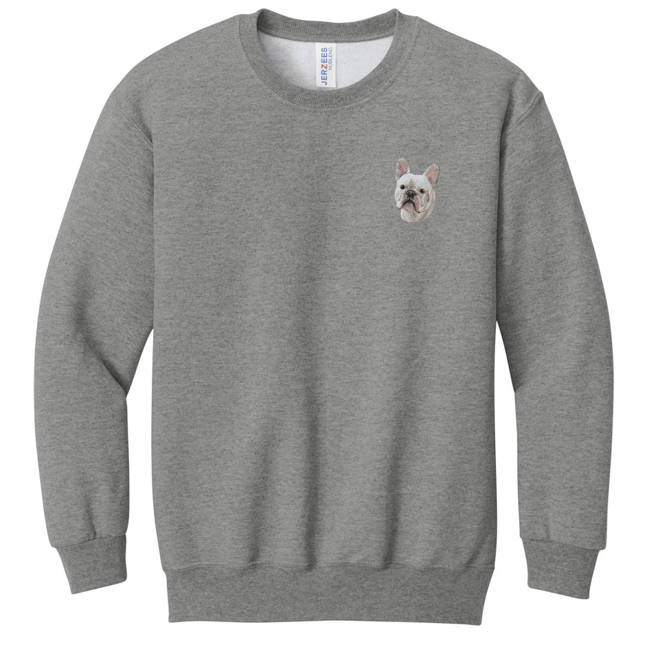French Bulldog Embroidered Youth Crewneck Sweatshirt