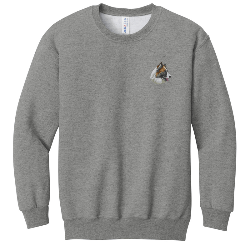 Icelandic Sheepdog Embroidered Youth Crewneck Sweatshirt