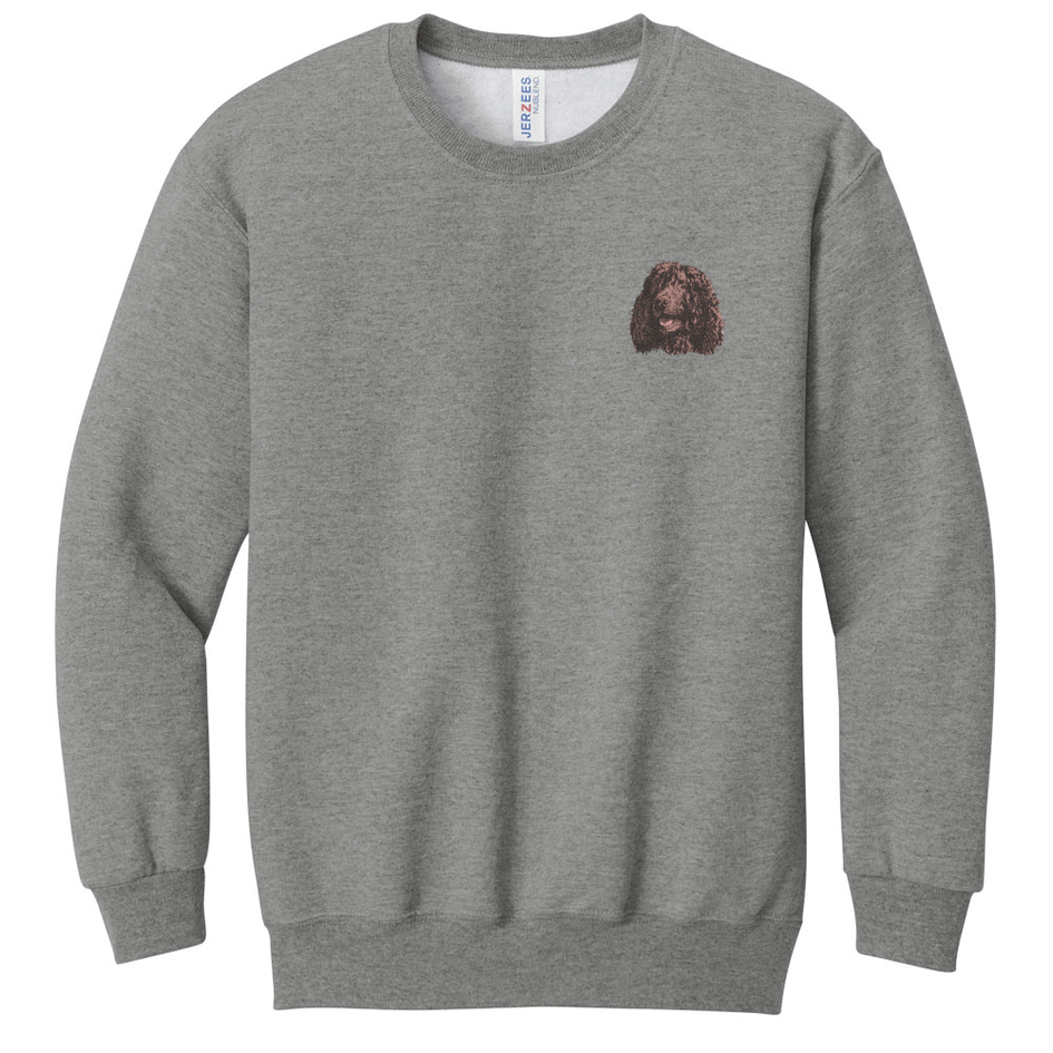 Irish Water Spaniel Embroidered Youth Crewneck Sweatshirt