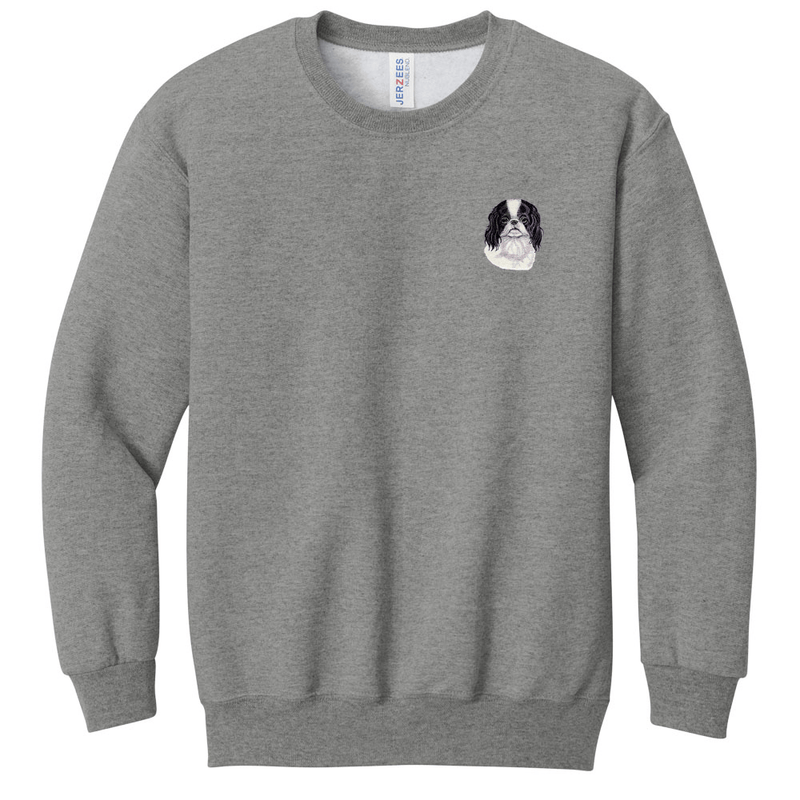 Japanese Chin Embroidered Youth Crewneck Sweatshirt
