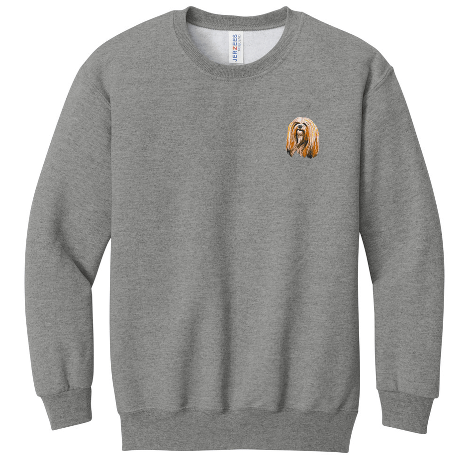 Lhasa Apso Embroidered Youth Crewneck Sweatshirt