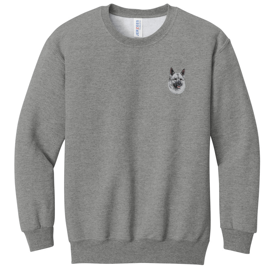 Norwegian Elkhound Embroidered Youth Crewneck Sweatshirt