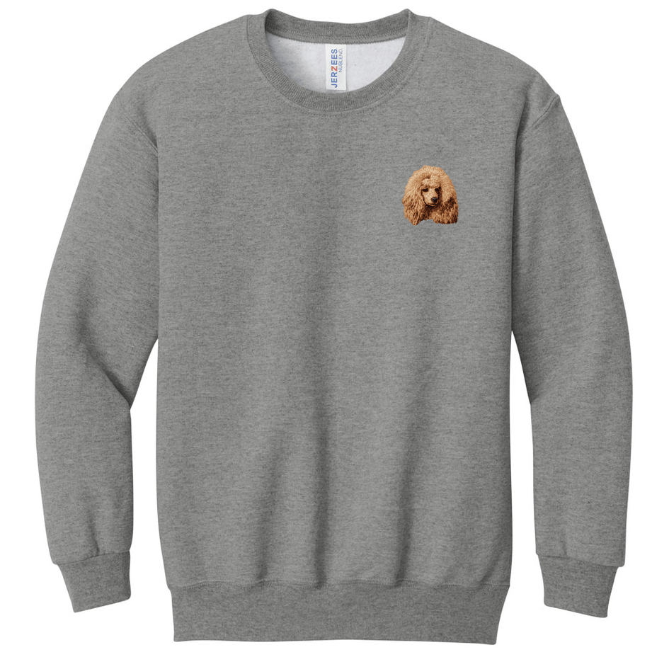Poodle Embroidered Youth Crewneck Sweatshirt