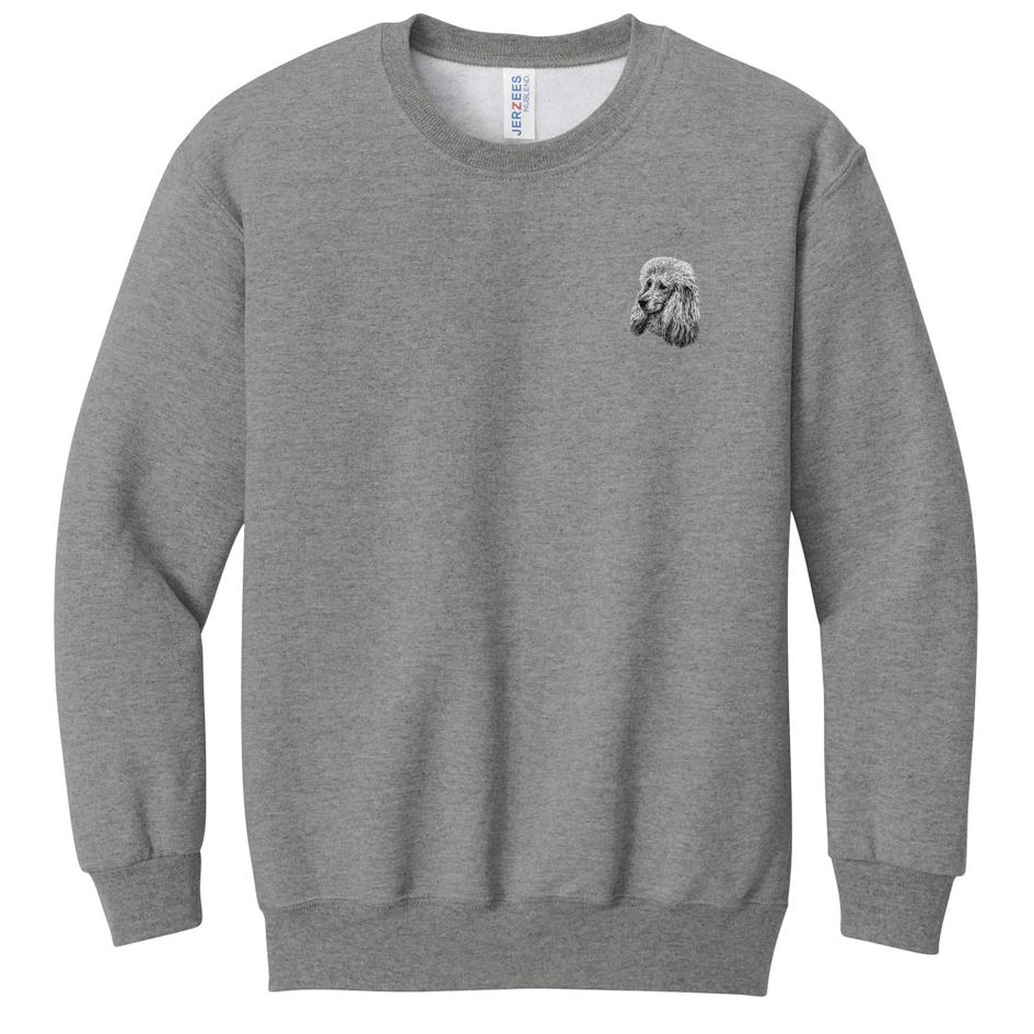 Poodle Embroidered Youth Crewneck Sweatshirt