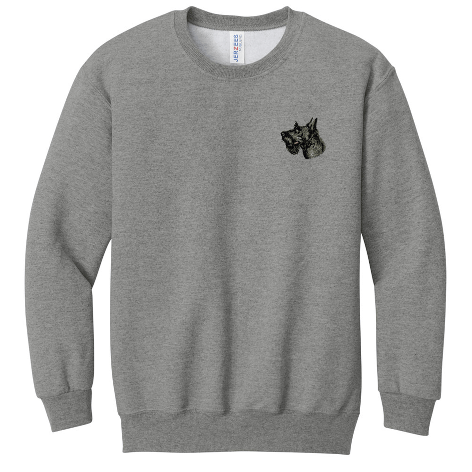 Scottish Terrier Embroidered Youth Crewneck Sweatershirt