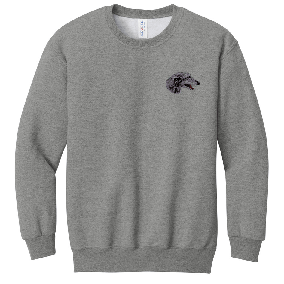 Scottish Deerhound Embroidered Youth Crewneck Sweatershirt